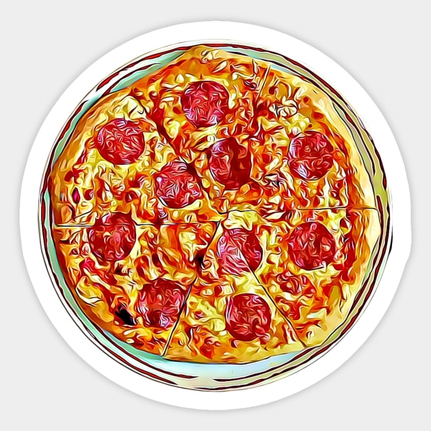 Pepperoni Pizza Pattern 1 Sticker by BubbleMench